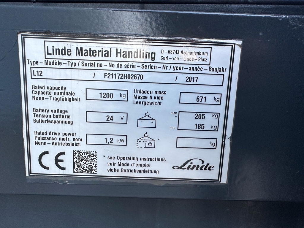 Linde L12 3324mm Elektro Hochhubwagen Stapler intern lader 9