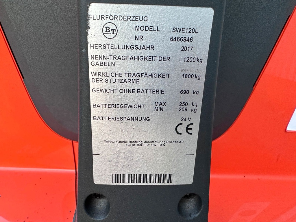 Toyota BT SWE120L 2700mm Hochhubwagen Initialhub 8