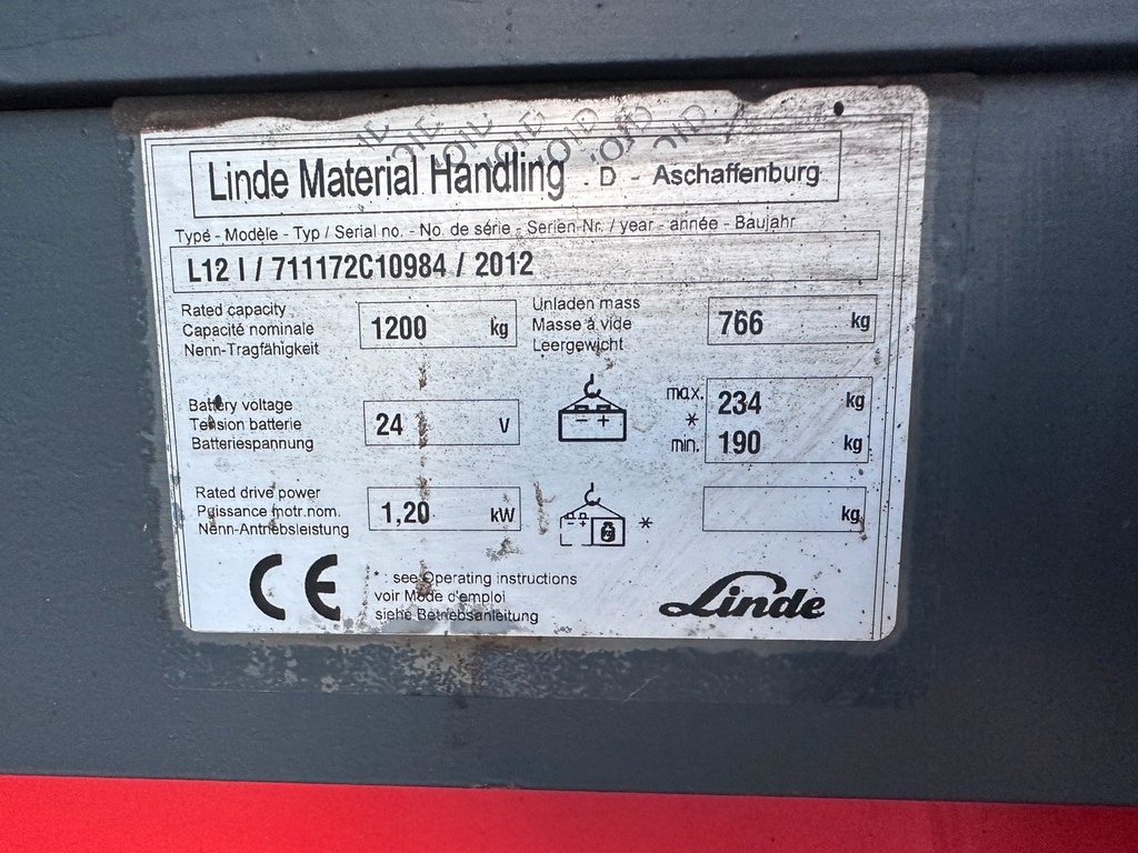 Linde L12 Triplex 3636mm Hub Intern Ladegerät Initialhub Elektro8