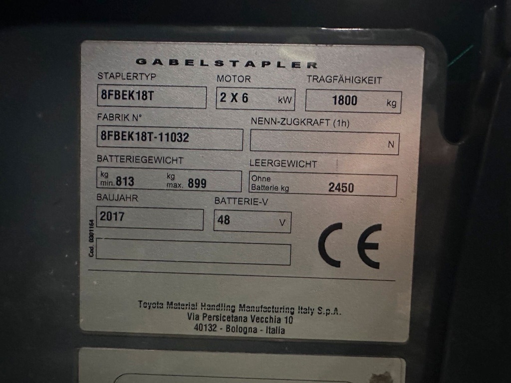 Toyota 8FBEK18T Elektro 2017 Gabelstapler 1,8t Freihub 13